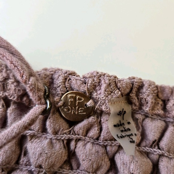 Free People Adella Cami Pink Mauve Boho Crochet Lace Top Strappy Blouse Size S - Picture 5 of 10